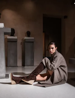 Stivali tacco 8cm camoscio testa