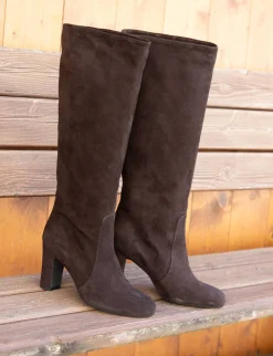Stivali tacco 8cm camoscio testa