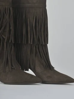 Stivali tacco 7cm camoscio testa