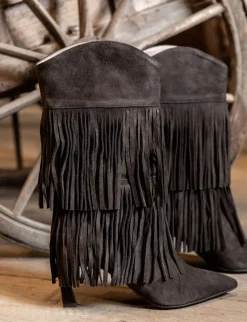 Stivali tacco 7cm camoscio testa