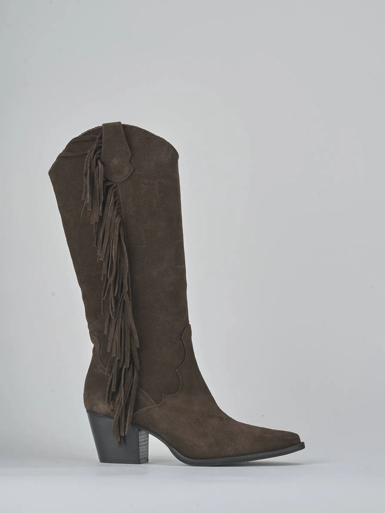 Stivali tacco 6cm camoscio testa