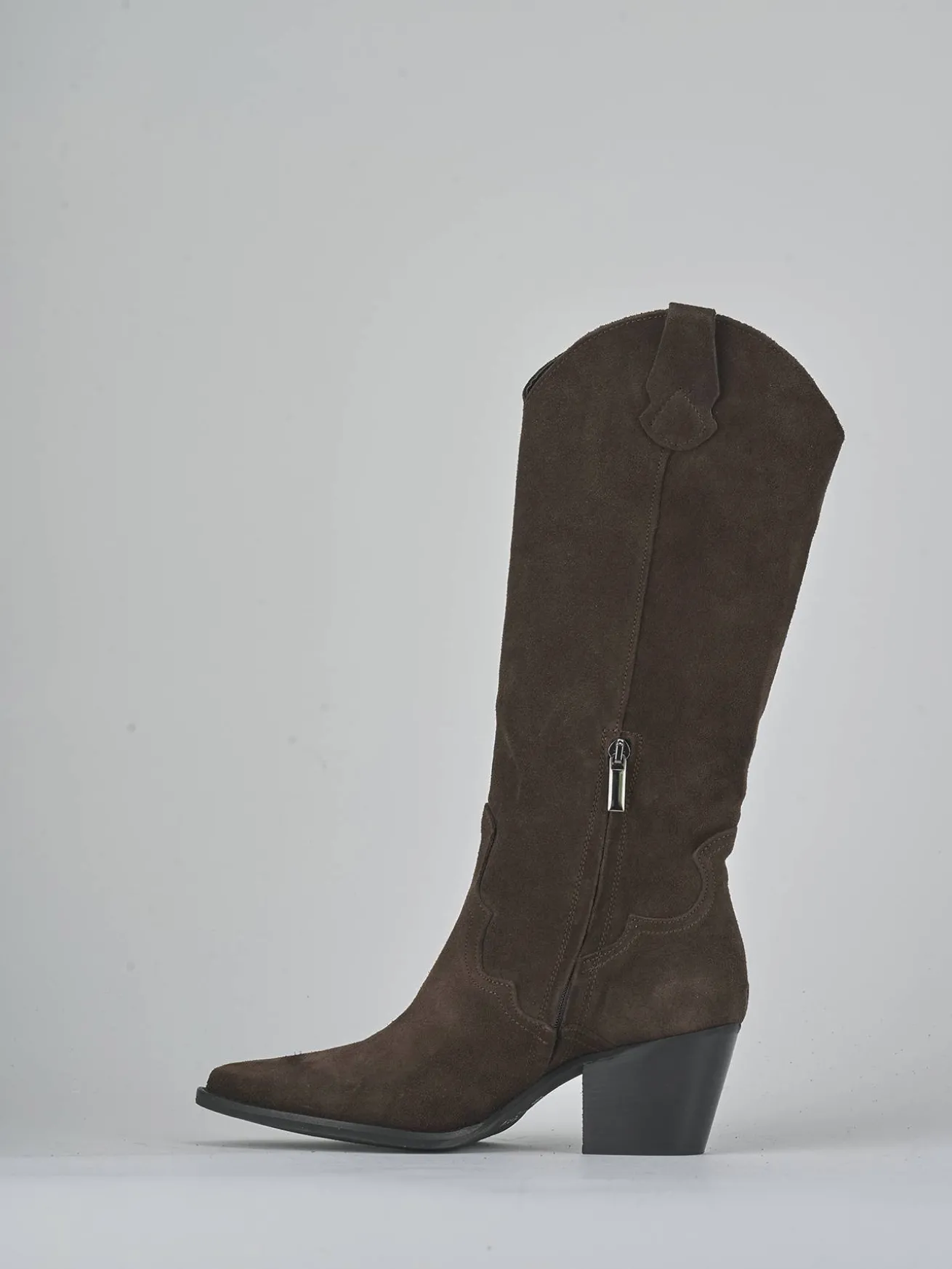 Stivali tacco 6cm camoscio testa