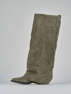 Stivali tacco 7cm camoscio grigio