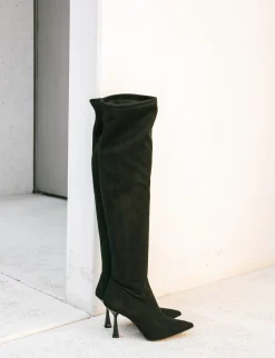 Stivali tacco 9cm camoscio nero