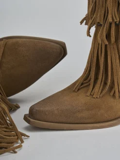 Stivali tacco 6cm camoscio marrone