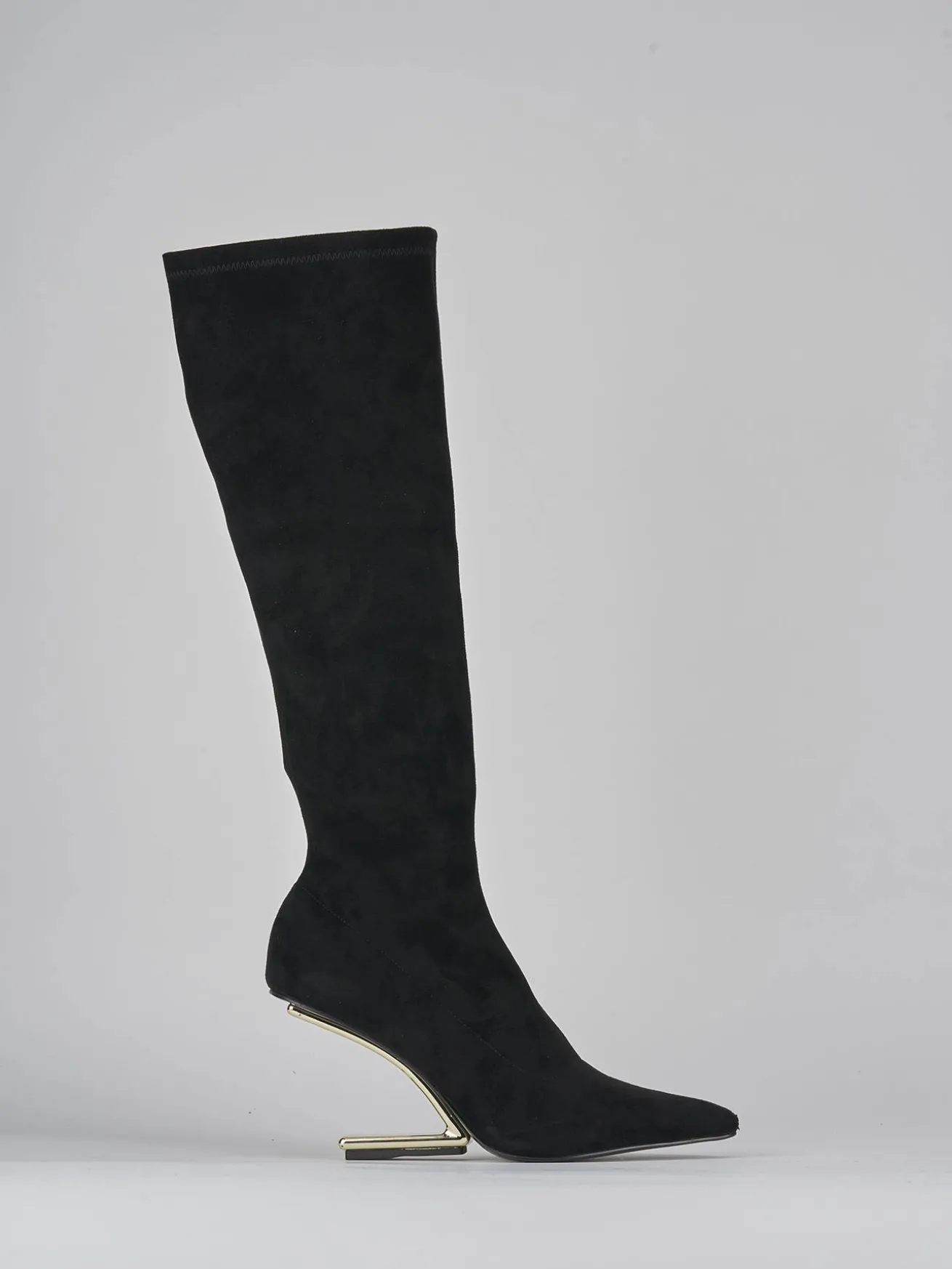 Stivali tacco 7cm camoscio nero