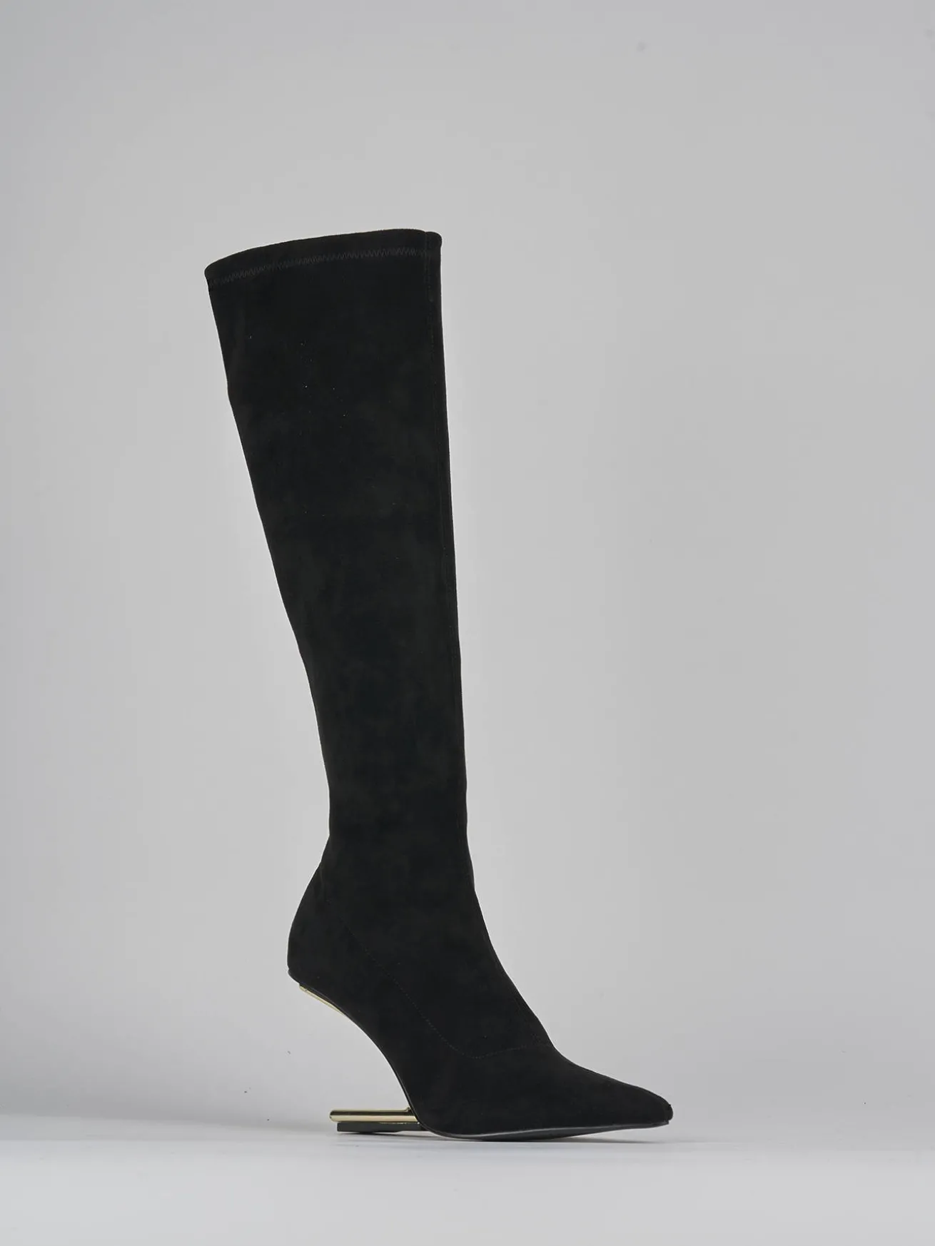 Stivali tacco 7cm camoscio nero