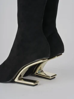 Stivali tacco 7cm camoscio nero