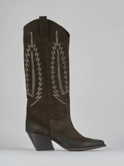 Stivali tacco 7cm camoscio testa