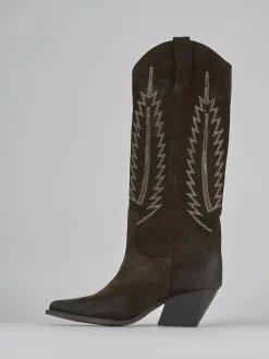 Stivali tacco 7cm camoscio testa