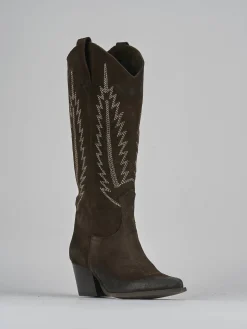 Stivali tacco 7cm camoscio testa