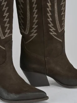 Stivali tacco 7cm camoscio testa