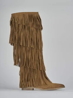 Stivali tacco 2cm camoscio marrone