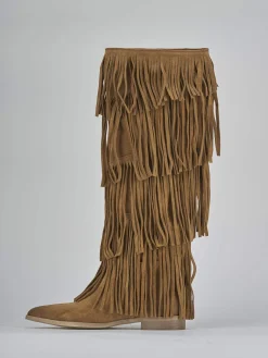 Stivali tacco 2cm camoscio marrone