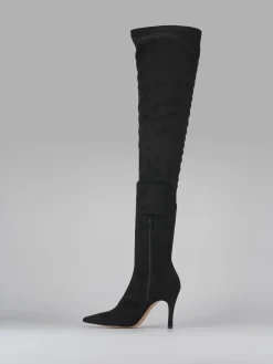 Stivali tacco 9cm camoscio nero