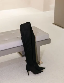 Stivali tacco 9cm camoscio nero