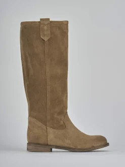 Stivali tacco 1cm camoscio marrone