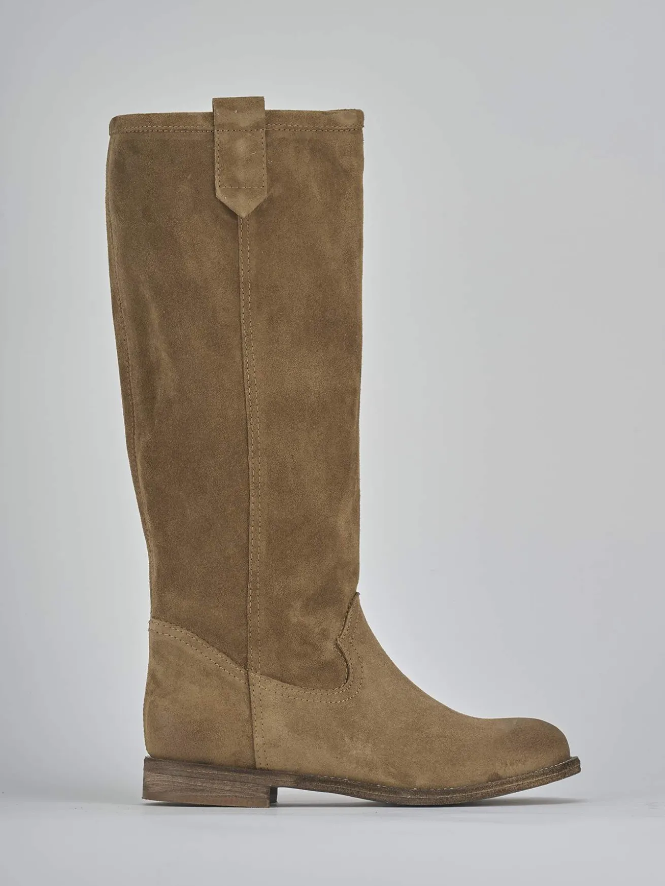 Stivali tacco 1cm camoscio marrone