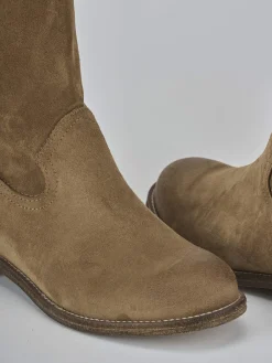 Stivali tacco 1cm camoscio marrone