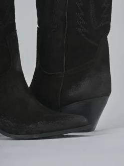 Stivali tacco 6cm camoscio nero