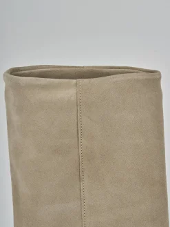 Stivali tacco 1cm camoscio beige