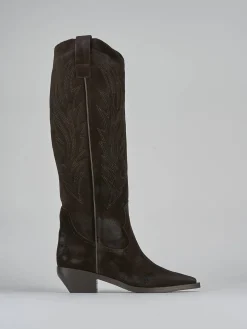 Stivali tacco 7cm camoscio testa