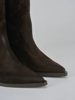 Stivali tacco 7cm camoscio testa