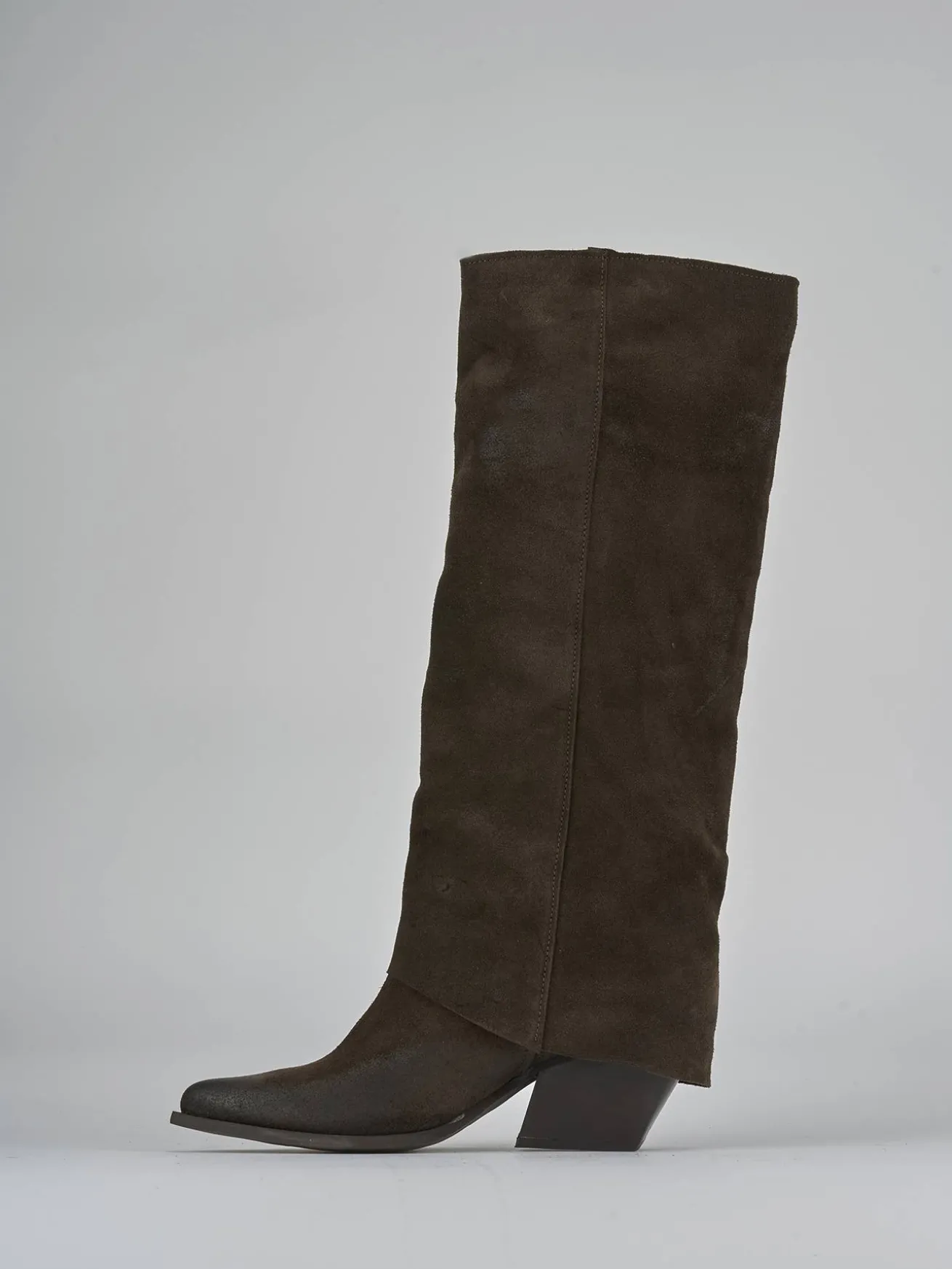 Stivali tacco 7cm camoscio testa