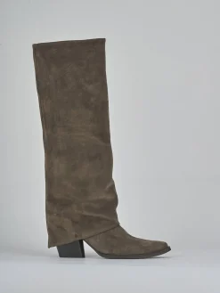 Stivali tacco 3cm camoscio beige