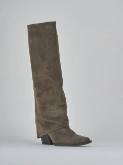 Stivali tacco 3cm camoscio beige