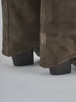 Stivali tacco 3cm camoscio beige