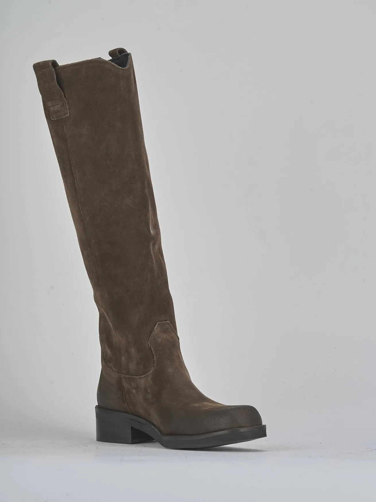 Stivali tacco 4cm camoscio testa