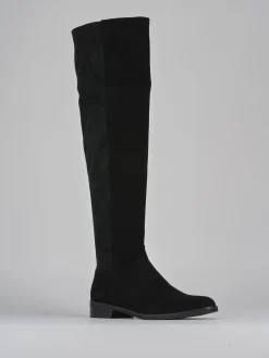 Stivali tacco 2cm camoscio nero