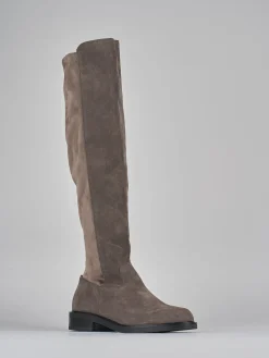 Stivali tacco 2cm camoscio beige