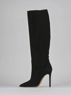 Stivali tacco 12cm camoscio nero
