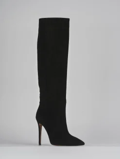 Stivali tacco 12cm camoscio nero