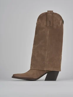 Stivali tacco 8cm camoscio beige