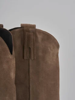 Stivali tacco 8cm camoscio beige