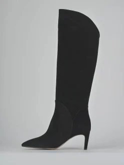 Stivali tacco 7cm camoscio nero