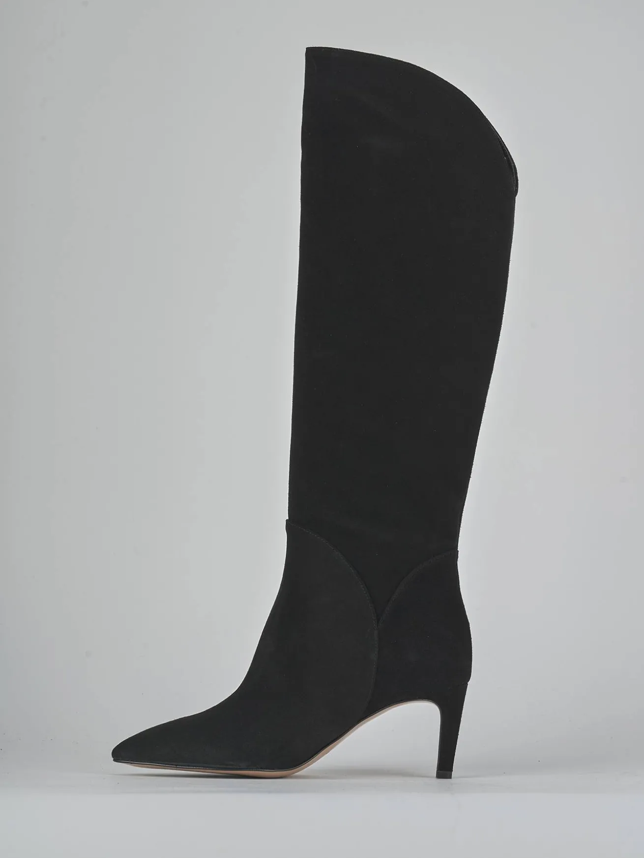 Stivali tacco 7cm camoscio nero