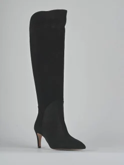 Stivali tacco 7cm camoscio nero