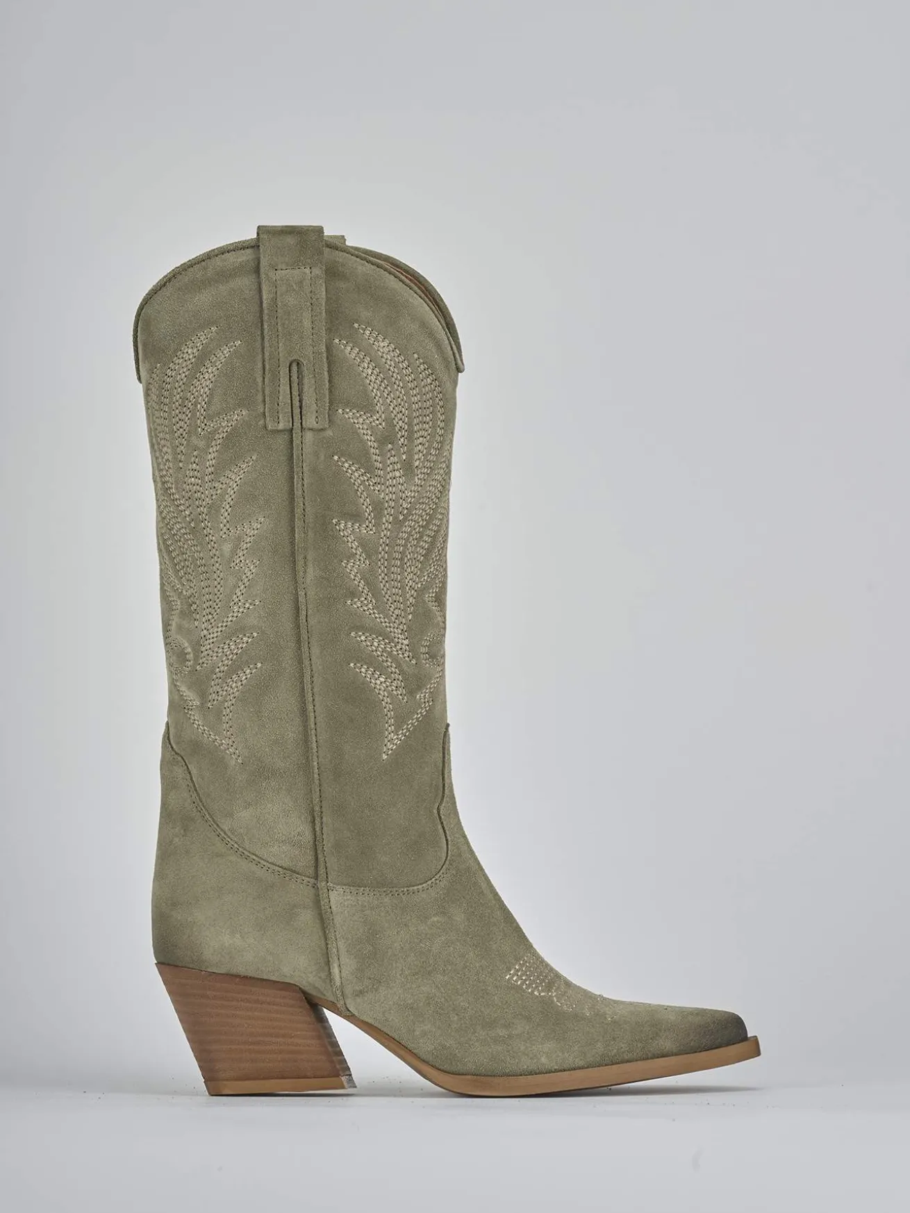 Stivali tacco 7cm camoscio verde