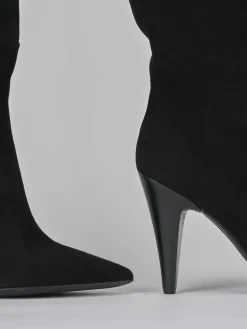 Stivali tacco 11cm camoscio nero