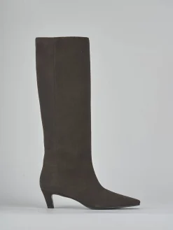 Stivali tacco 5cm camoscio testa