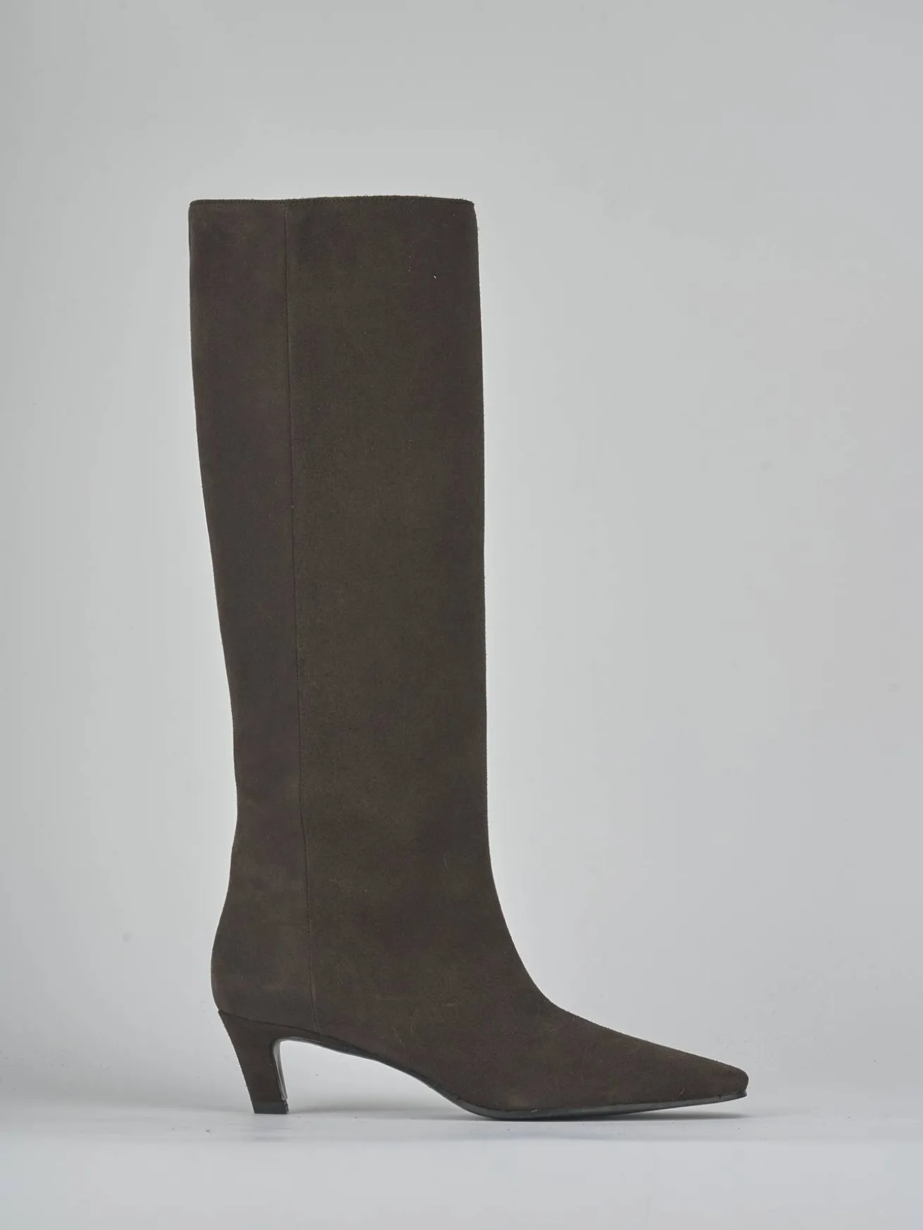 Stivali tacco 5cm camoscio testa