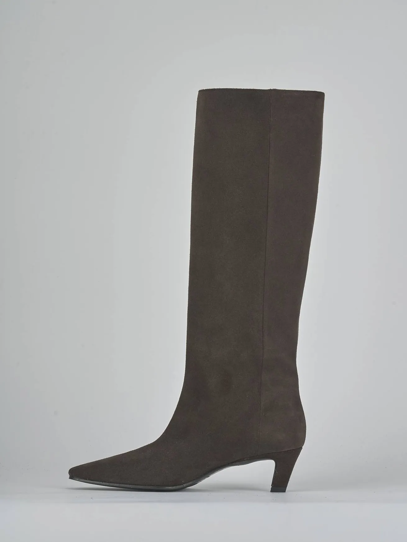 Stivali tacco 5cm camoscio testa