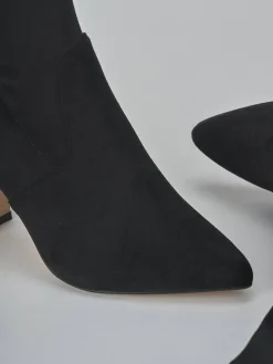 Stivali tacco 9cm camoscio sostenible nero