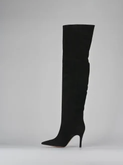 Stivali tacco 9cm camoscio nero