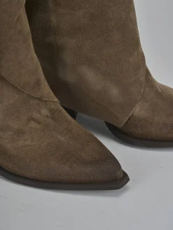 Stivali tacco 8cm camoscio beige