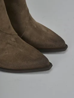 Stivali tacco 8cm camoscio beige